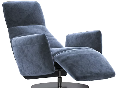 Modern Blue Velvet Recliner with Comfortable Armrests Footrest and Swivel Base 3d model