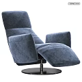 Modern Blue Velvet Recliner with Comfortable Armrests Footrest and Swivel Base