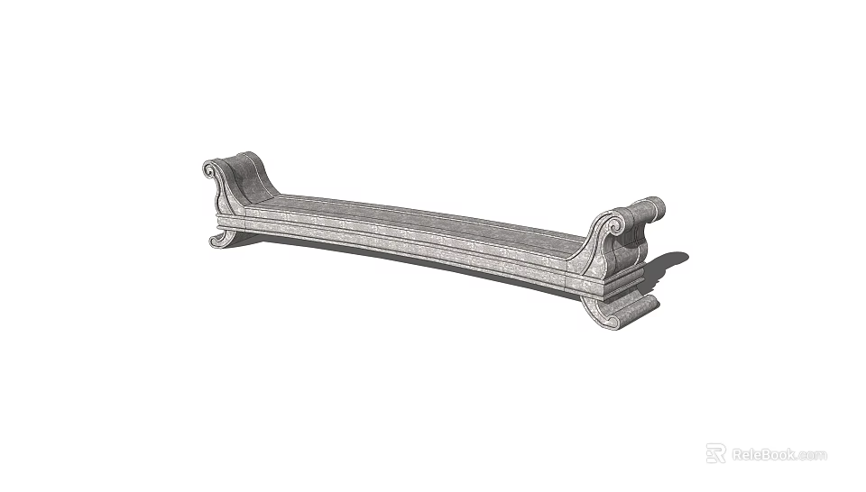 Elegant Classical Stone Landscape Bench With Intricate Carved Armrests For Outdoor Gardens 3d model 