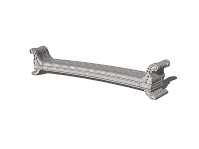 Elegant Classical Stone Landscape Bench With Intricate Carved Armrests For Outdoor Gardens 3d model