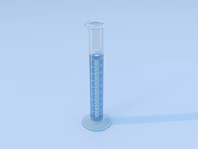 Glass Measuring Cylinder With Blue Liquid And Graduated Scale For Household Use 3d model