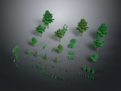Green Plant 3D Models with Various Sizes Shapes Trees and Shrubs 3d model