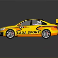 Yellow And Black LADA Sport Race Car With Rear Spoiler And Racing Design