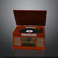 Red Phonograph With Open Lid Vinyl Record And Metro Retail Label