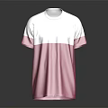 Short Sleeve T Shirt With White And Pink Block Color Casual Style