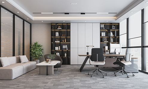 Modern Office Manager Office Chairman's Office Big Desk President's Office Sofa Combination Decorative Cabinet 3d model