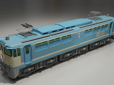 Blue Classic Electric Locomotive Train With Shiny Exterior And Detailed Vintage Windows 3d model
