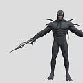 Venom Character Black Muscular Body With Back Spikes White Eyes And Open Mouth Red Tongue