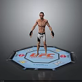 UFC Fighter Standing In Octagon With Black Gloves And White Shorts