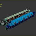 Two Red And Blue Narrowboats With Windows On Calm Water Surface