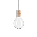 Modern Wooden Cube Glass Globe Pendant Light For Interior Decor Design