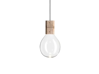 Modern Wooden Cube Glass Globe Pendant Light For Interior Decor Design 3d model