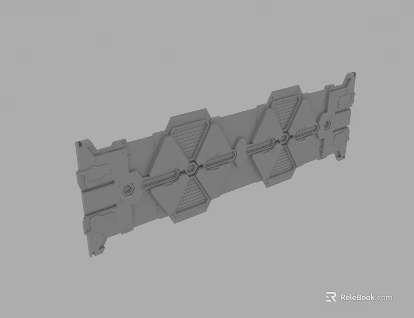 Gray Mechanical Structural Component 3D Model With Hexagonal Design And Connectors 3d model 