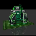 Gulf Cup Themed Football Seat Setup With Green Design And Stadium Lighting