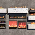 Various Modern Fireplace Designs Featuring Real Flames And Marble Stone Materials 3d model