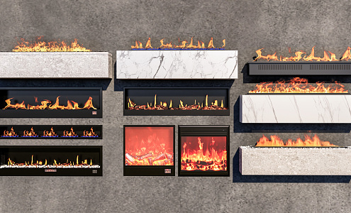 modern fireplace background wall stove flame 3d model