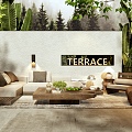 Outdoor Leisure Sofa Log Coffee Table Corner Sofa Single Sofa Jewelry Ornaments Combination 3d model