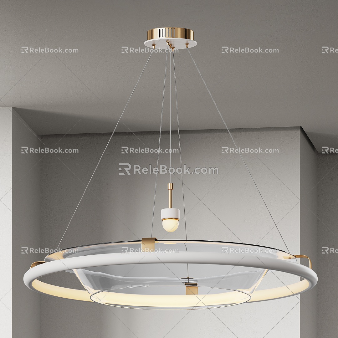 Modern Chandelier Light Luxury Minimalist Cream Style 3d model