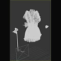 Red And White Maid Costume With Golden Belt Lace Trim And Accessories