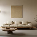 Sofa Coffee Table Set Dried Branch Hanging Picture 3d model
