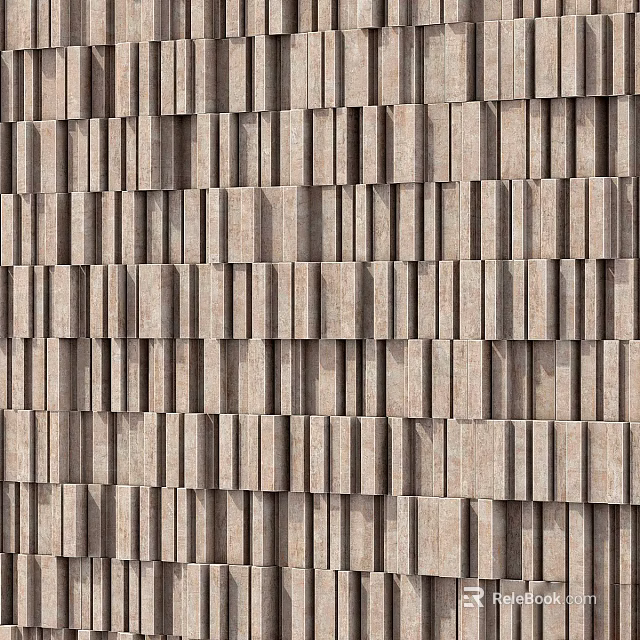 Modern Background Wall With Light Brown Textured Bricks Neatly Arranged In Interlaced Pattern 3d model 