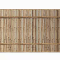 Bamboo Fence With Natural Vertical Slats And Horizontal Rails For Rustic Design