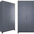 Modern Wardrobe Design With Geometric Pattern Doors And Dark Gray Finish 3d model