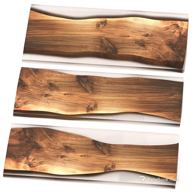 Wooden Wall Decor With Wavy Design And Natural Wood Grain Patterns For Home 3d model 