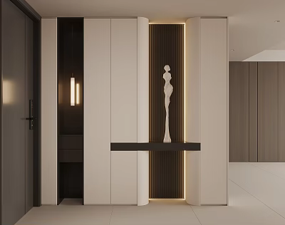 Modern Entryway Shoe Cabinet With Sleek Storage Design And LED Lighting 3d model