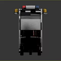 Small Modern Vehicle With Red Blue Emergency Lights And Orange Traffic Cones
