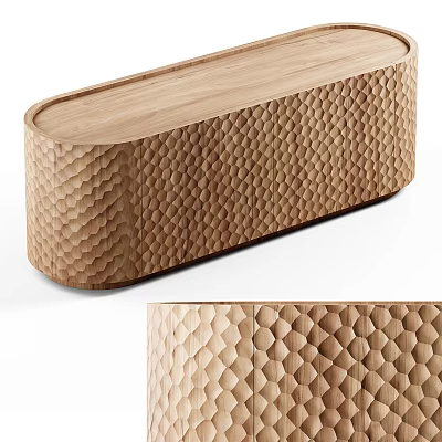 Wooden Entryway Console Cabinet With Intricate Textured Surface And Modern Design 3d model