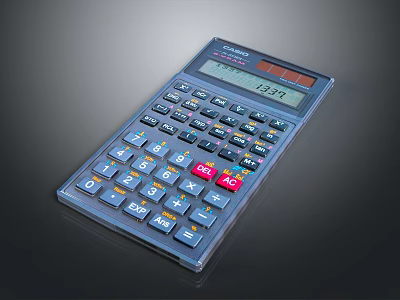 Electronic Calculator With Functional Buttons And 3d model