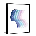 Abstract Painting Featuring Overlapping Female Profiles With Soft Gradient Hues And Modern Art Style