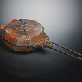 Traditional Ornate Household Container Featuring Painted Patterns And Metal Handle Design