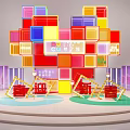 Colorful Cubes Art Installation With Festive Decor For Spring Festival Celebration