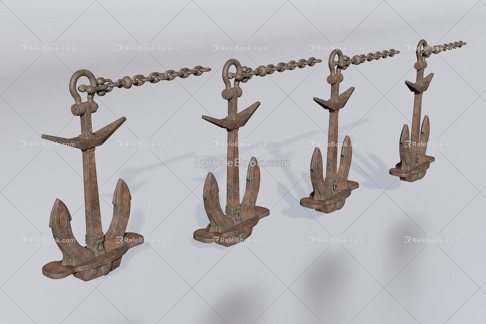 Anchor with chain 3d model