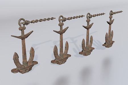 Anchor with chain 3d model