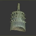 Ancient Bronze Bell Musical Instrument with Intricate Carvings and Painting Tools Motifs