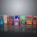 Colorful Miniature Computer Models Displaying Different Vintage Designs And Multiple Colors