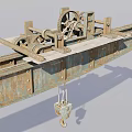 Heavy Duty Industrial Overhead Crane With Metal Structure Pulley System And Rusty Hook