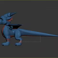 Blue Dragon Game And Movie Character With Pink Belly Red Stripes And Wings
