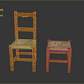 Pair of Leisure Chairs with Wooden Frame and Woven Seats for Home Decor