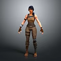 Game And Movie Character Wearing Brown Vest Outfit With Headscarf Knee Pads And Boots