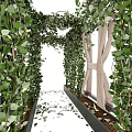 Lush Vertical Living Plant Wall Design With Green Vines And Metal Frame Planters
