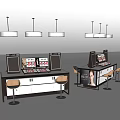 Modern Display Shelves With Black White Design And Wooden Stools For Retail Shop