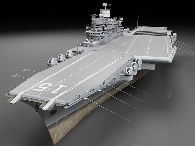 Modern Aircraft Carrier With Flight Deck Island Superstructure And Radar Systems 3d model