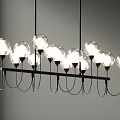 Contemporary Chandelier With Multiple Clear Glass Bulbs On Black Horizontal Bar