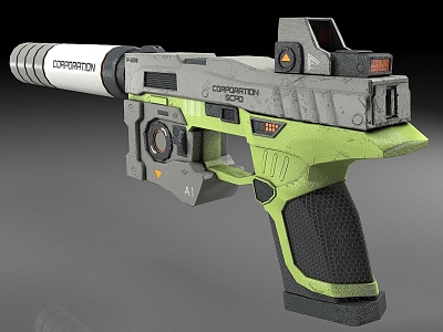 silencing pistol weapon technology sense future pistol 3d model