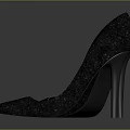 Women's Black High Heels With Pointed Toe And Orange Stiletto Heel Design