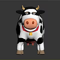 Cute Cartoon Cow Doll With Black White Spots Red Collar Yellow Bell And Pink Nose